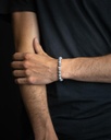 Gemini - Bracelet Triple avec pierre Onyx 6 mm et cuir Nappa