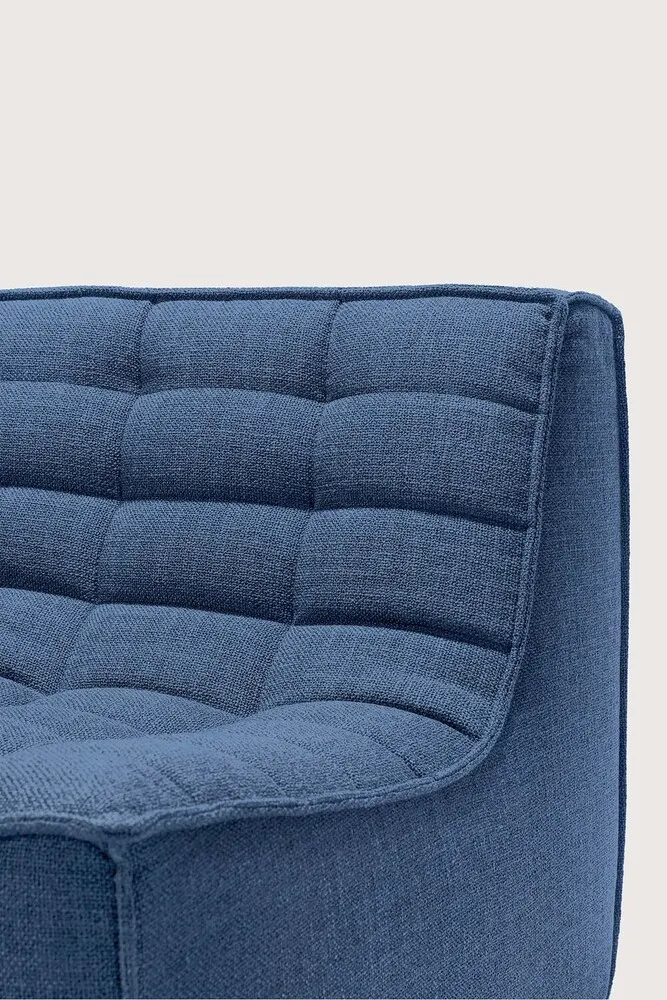ETHNICRAFT - N701 Canapé MODULAIRE Module 2 places + module d'angle arrondi à 90° + module 3 places - Tissu Standard Bleu DETAILS COUTURE.webp