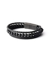 Gemini - Bracelet TRIPLE avec pierre Onyx 6 mm et cuir Nappa (Triple noir)