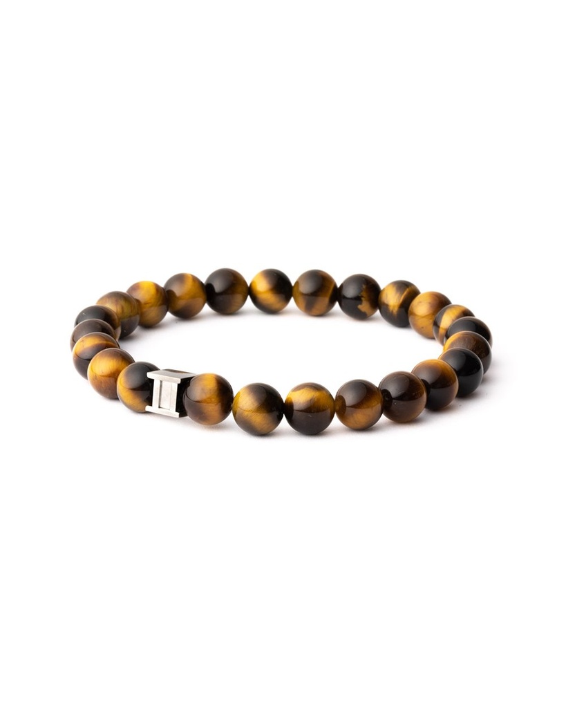 Gemini - Bracelet Triple avec pierre Onyx 6 mm et cuir Nappa (noir) (copie) (XS)