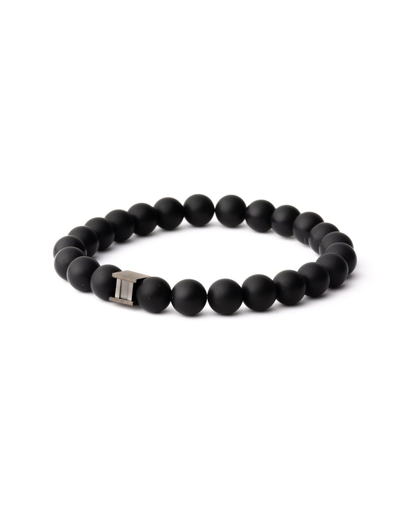 Gemini - Bracelet avec pierre Alpha Mat Noir 8mm (XS)