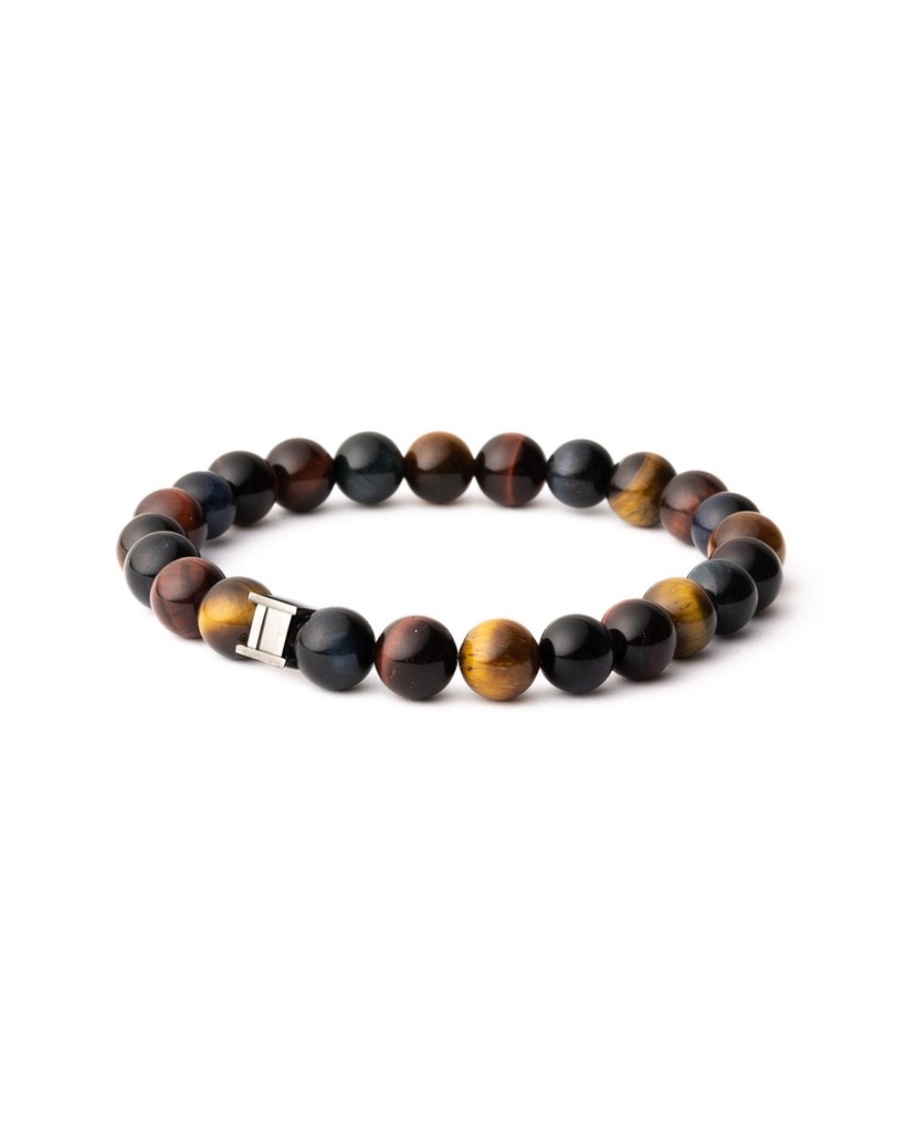Gemini - Bracelet avec pierre Oeil de Tigre 8 mm (gem 3 couleurs)