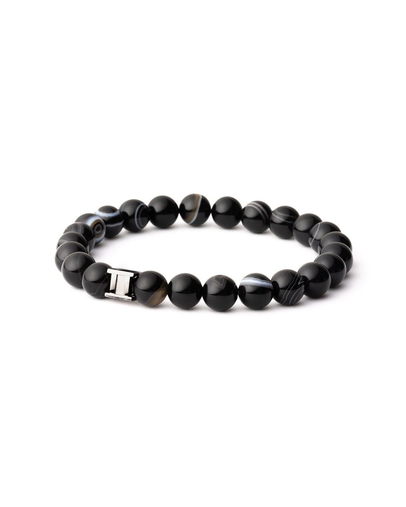 Gemini - Bracelet avec pierre d'agate mate 8 mm (Modern) (XS)