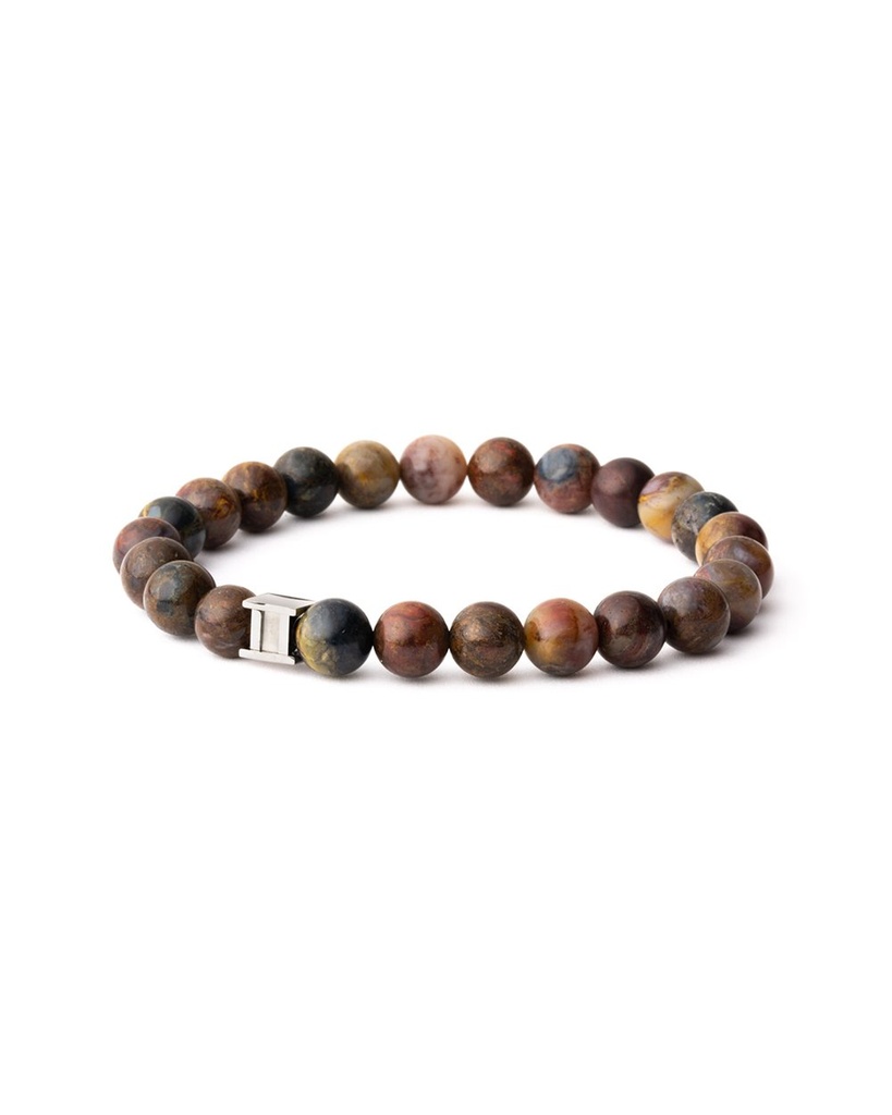 Gemini - Bracelet avec pierre Pietersite 8 mm (hurricane) (XS)