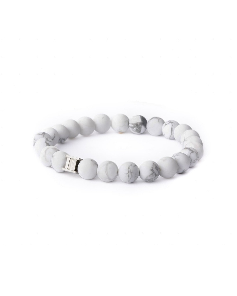 Gemini - Bracelet avec pierre Opale mate 8 mm (Alpha blanc mat)