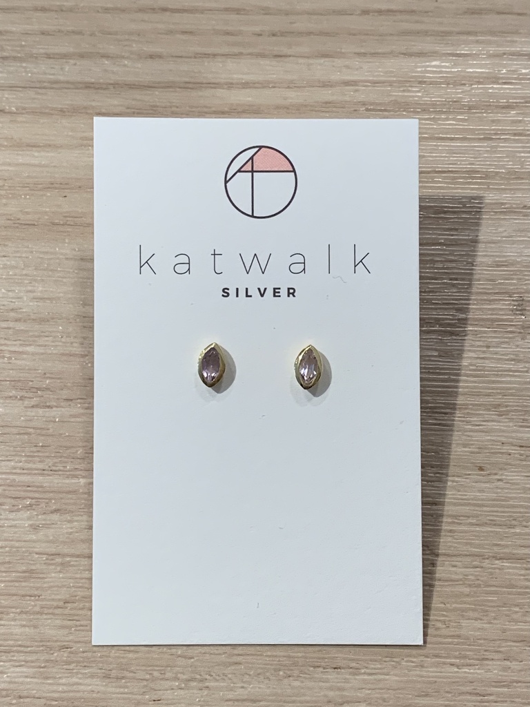 KATWALK - Boucles d'oreilles DORÉ - 38€ - avec pierre naturelle ovale (Différents coloris)