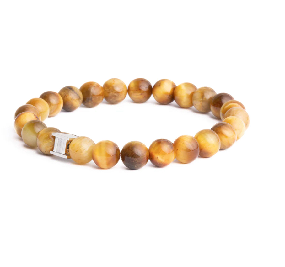 [G23 XS] Gemini - Bracelet avec pierre oeil de tigre 8mm (fire) (XS)