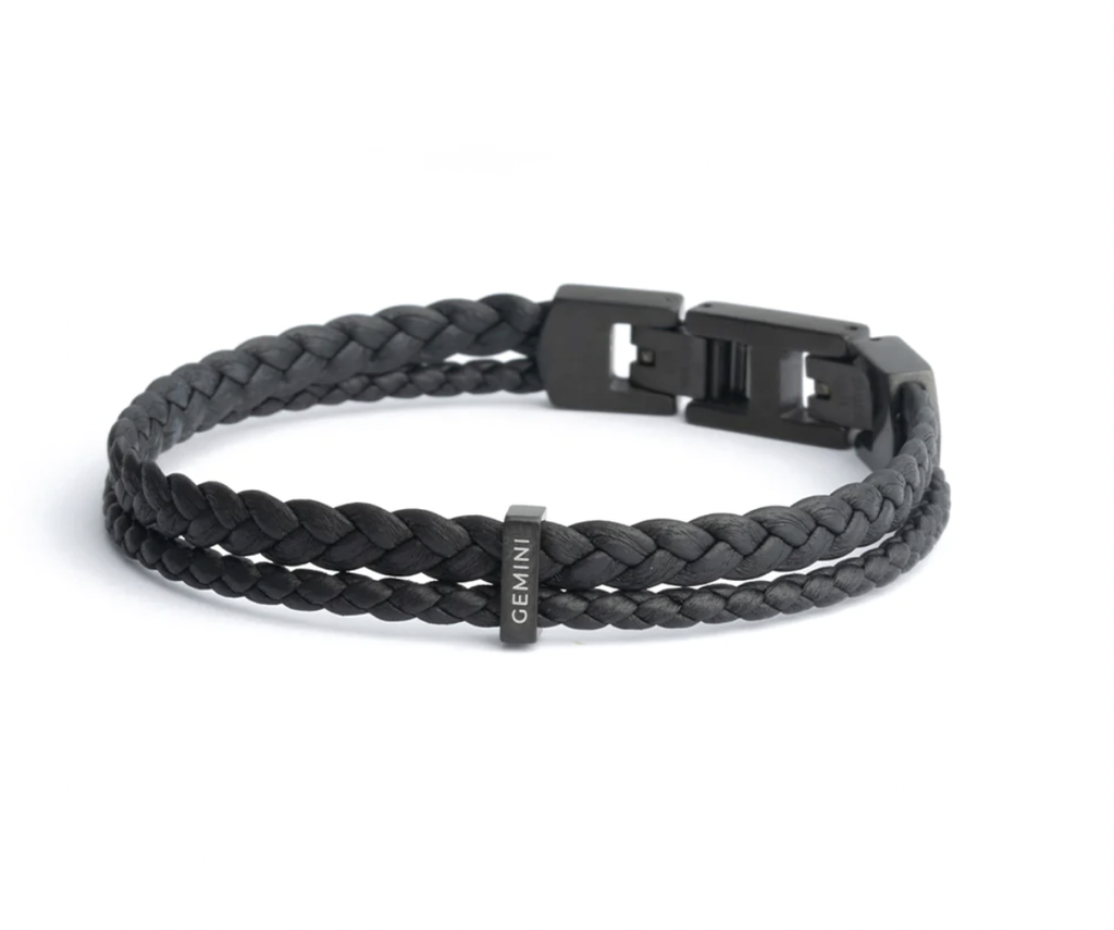 GEMINI - Bracelet DUO Double Cuir Nappa black (M-L)