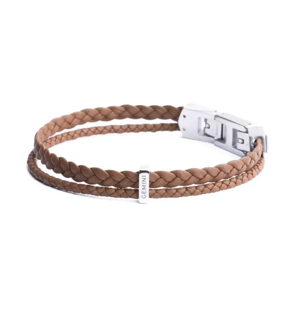 GEMINI - Bracelet DUO Double Cuir Nappa BROWN (M-L)