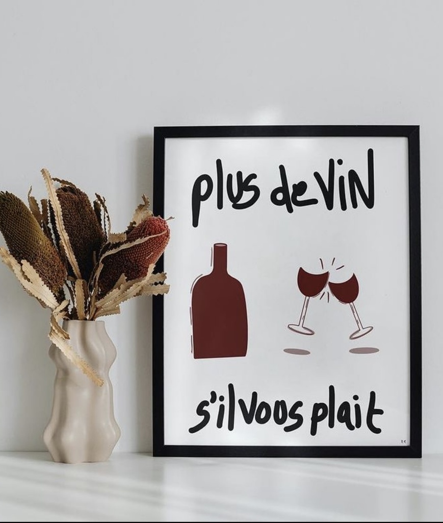Caraboutcha - Poster PLUS DE VIN SVP 40x50cm