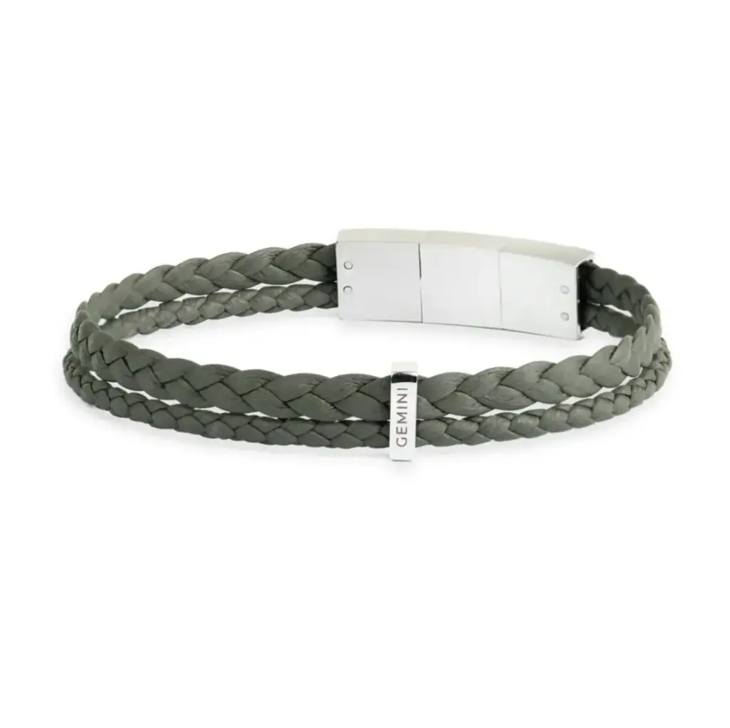GEMINI - Bracelet DUO Double Cuir Nappa GREEN (M-L)