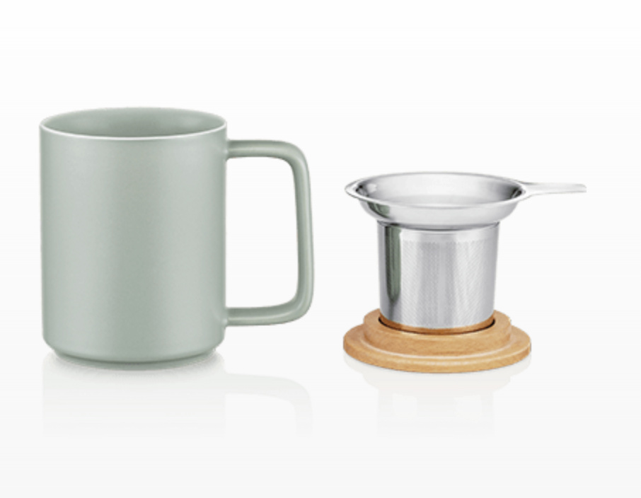 KUSMI TEA - Mug Porcelaine avec filtre 48cl Vert de gris