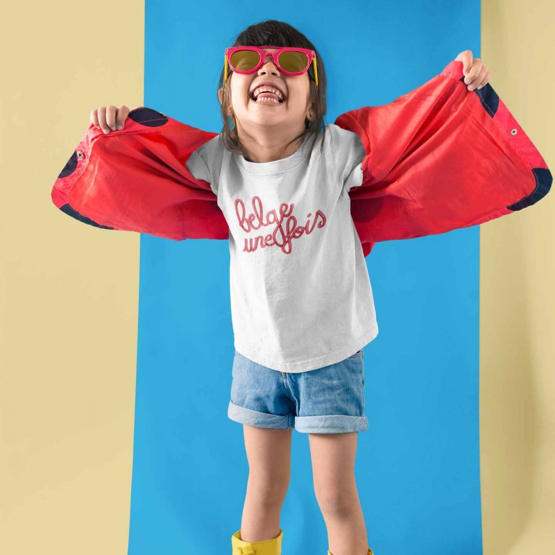 BELGE UNE FOIS - T-shirt Enfant BELGE UNE FOIS Candy Blanc/Rouge (5-6 ans)