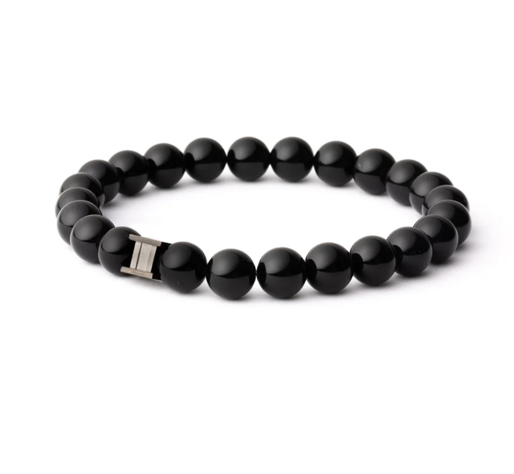 Gemini - Bracelet avec pierre Onyx 8 mm (Black) (XS)