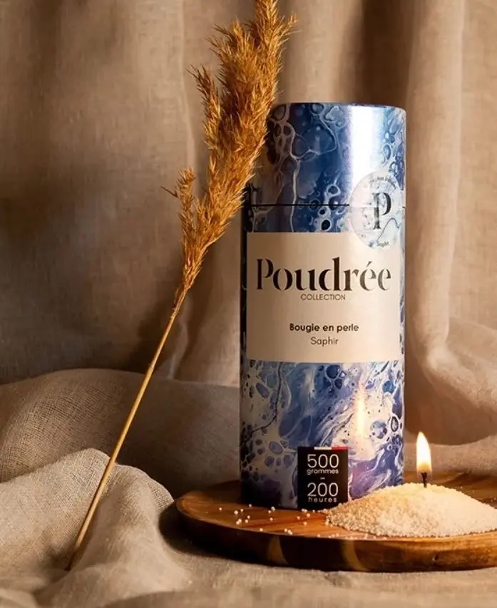 POUDREE PARIS - Recharge parfumée de Bougie 500gr ANKAA SAPHIR