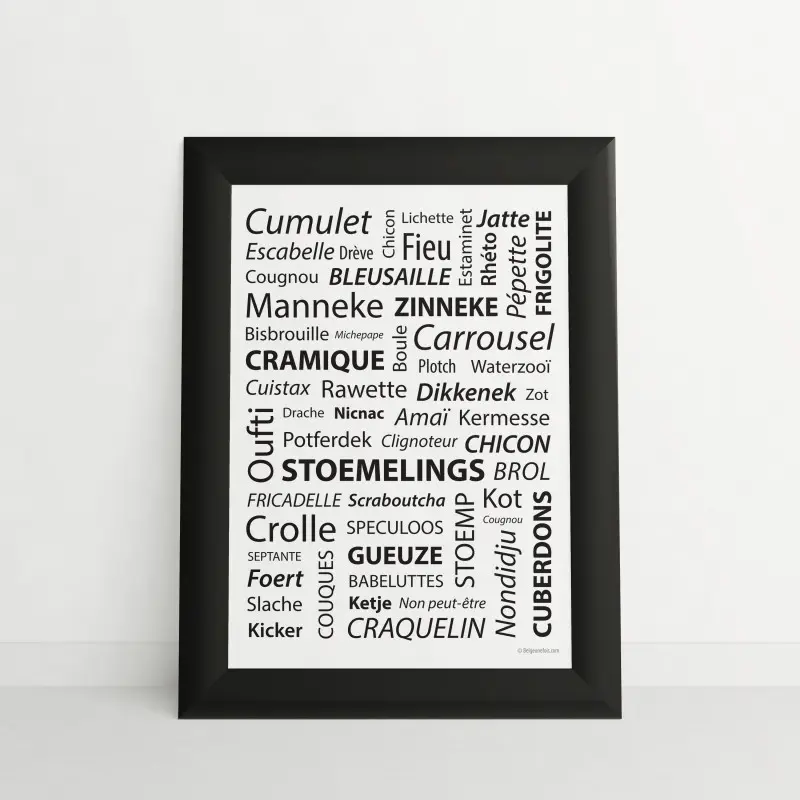 BELGE UNE FOIS - Cadre Belgicismes Liste 21x30 cm (Blanc)