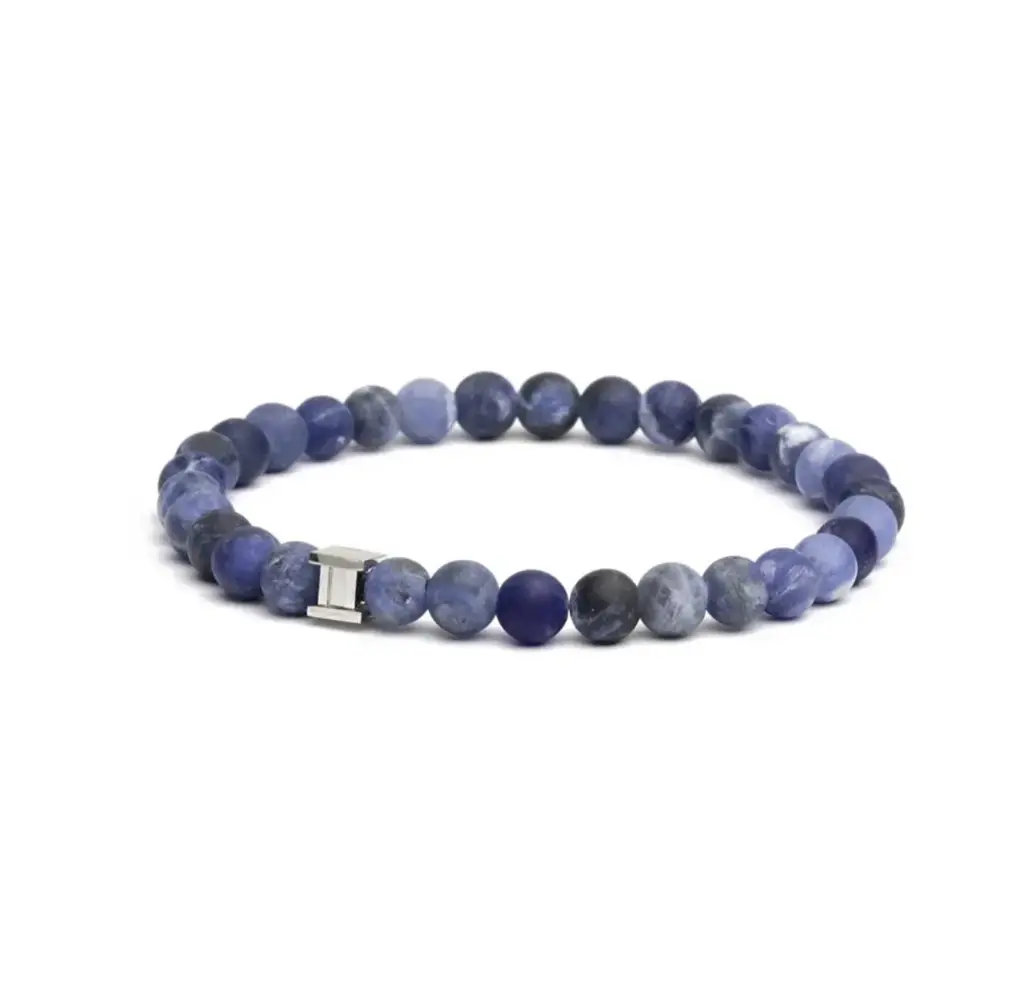 Gemini - Bracelet avec pierre 6mm Bleu (gem Mat blue)  (XS)
