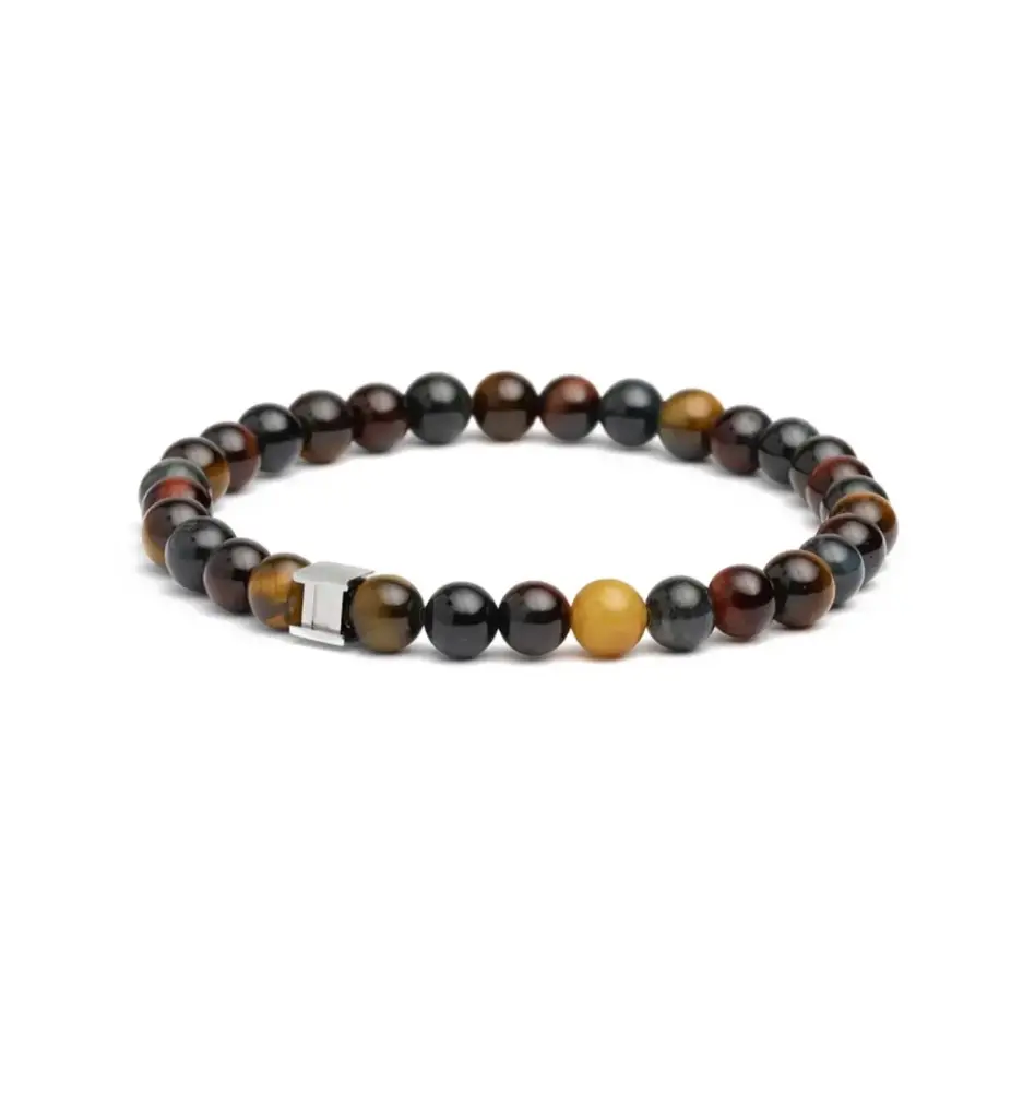 Gemini - Bracelet avec pierre 6mm Oeil de tigre Bleu (gem  3 coleurs)  (XS)
