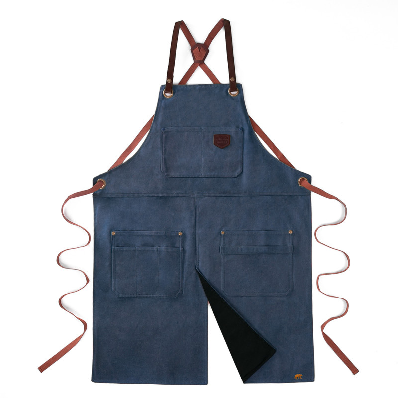 [690BM-C] ALASKAN MAKER - Tablier fendu en Toile waxée N°690  Bleu Marine