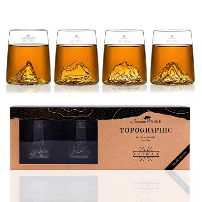 [TOPO-S-MEMJ] ALASKAN MAKER - Set de 4 Shooters TOPOGRAPHIC Edition Suisse.
