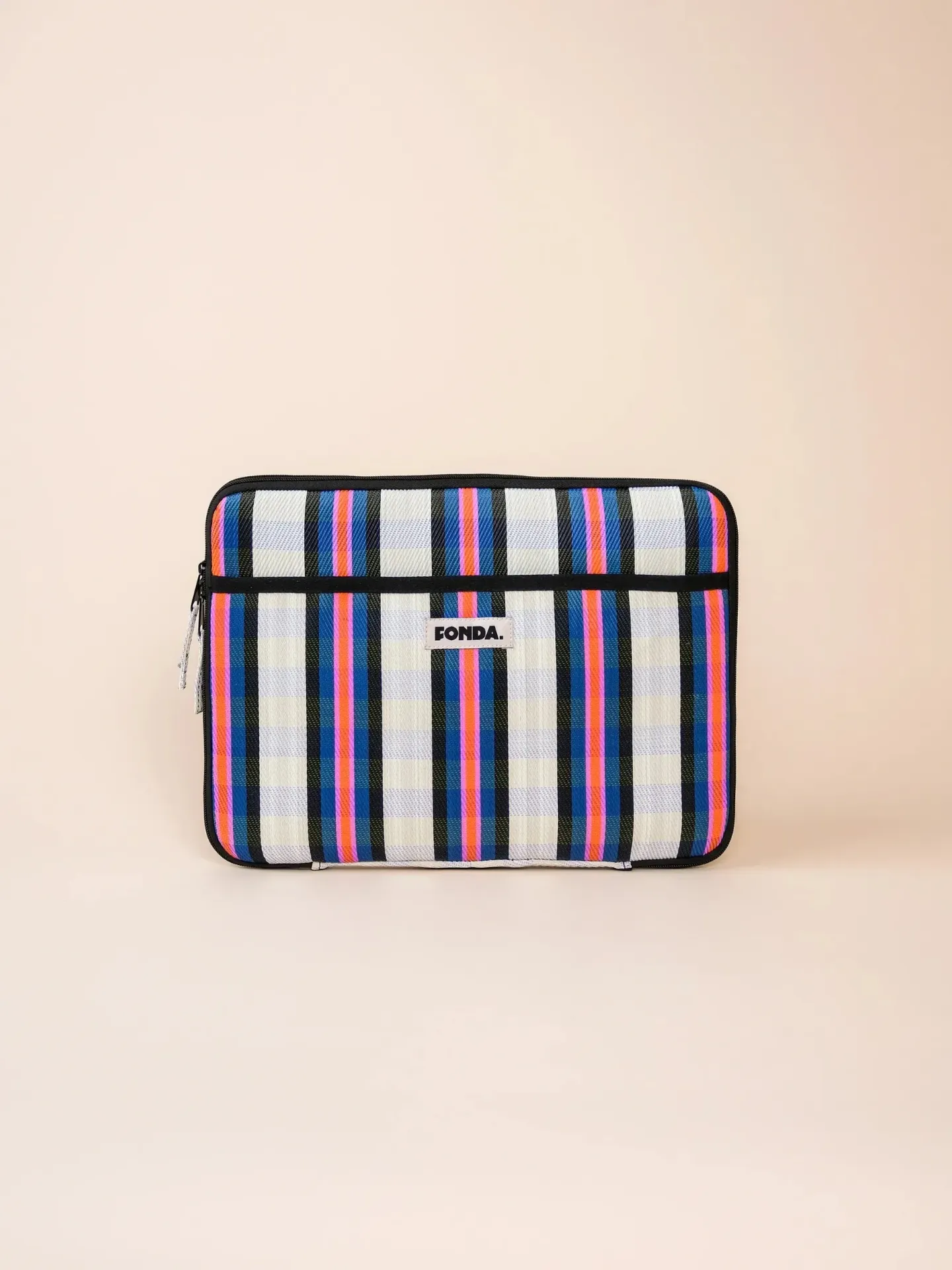 FONDA - Pochette à ordinateur 14" Lignes Bleues&Blanches + Rose/Orange/Noir 007