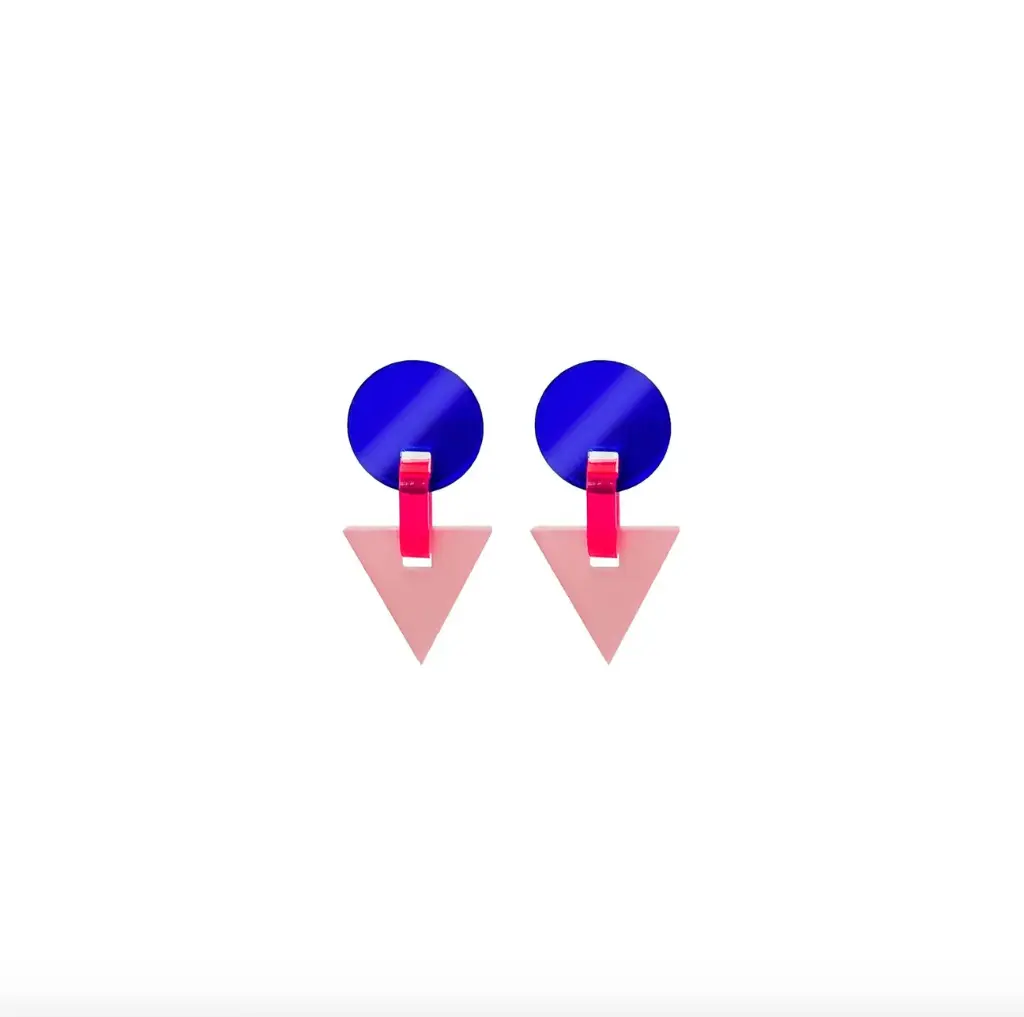 TELLMEE - Boucles d'Oreille MEMPHIS S Rond-Triangle BLEU